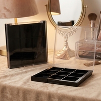 Palette de maquillage vide à 9 compartiments en plastique ABS transparent avec couvercle, pour vente en gros OEM ODM