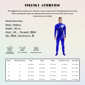 Mono metálico brillante para hombre, traje de cuerpo entero, ropa de discoteca para actuaciones en escenario, festivales y fotografía - Product Image 6
