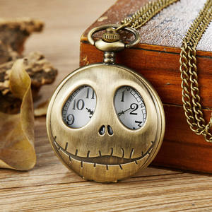 Cadeau d'Halloween Jack Skellington Collier Pendentif Rétro Gothique <span class=keywords><strong>Tim</strong></span> <span class=keywords><strong>Burton</strong></span> Le Cauchemar Avant Noël Montre de Poche pour Homme Enfant - Product Image 4