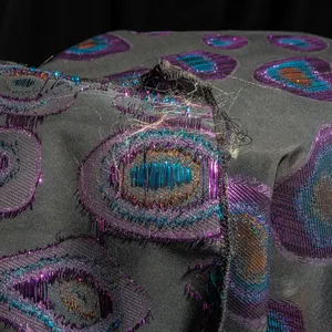 KEER TDJG1772N automne hiver motif paon style luxueux jupe robe brocart polyester jacquard tissu