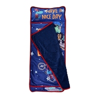Tapis de sieste pour bébé en polyester tricoté, portable, lavable, à motif de dessin animé, avec oreiller – Vente en gros
