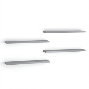 Estantes de pared grises, juego de 4 estantes rectangulares minimalistas de MDF y metal para sala de estar, 33x15x85cm, lacados y duraderos - Product Image 1