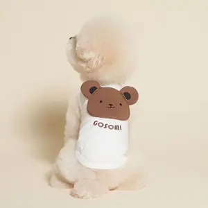 도매 애완 동물 옷 귀여운 작은 곰 귀 수 놓은 언더 셔츠 따뜻한 코튼 개 고양이 홈 의류 애완 동물