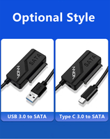 Adaptador SATA a USB C, cable tipo C a SATA para disco duro SSD de 2,5 y 3,5 pulgadas, convertidor con fuente de alimentación UA