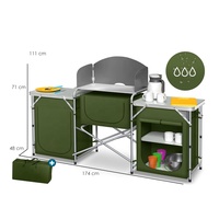 YILU Table de cuisson pliante pour le camping en plein air Station de cuisine pliable pour pique-nique Station de cuisine de camping en aluminium avec rangement