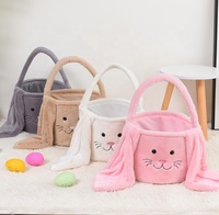 Sac fourre-tout en peluche brodé de Pâques Vente en gros Panier lapin de Pâques à longues oreilles Panier cadeau lapin