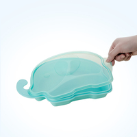 Belle forme d'éléphant sans BPA enfants assiette bébé plat bébé assiette divisée avec couvercle