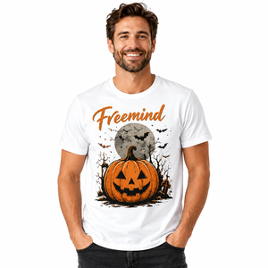 Camiseta unisex con estampado de calabaza y fantasma para Halloween, 100% algodón, cuello redondo, manga corta, para fiesta de Halloween, uso diario en otoño - Product Image 2