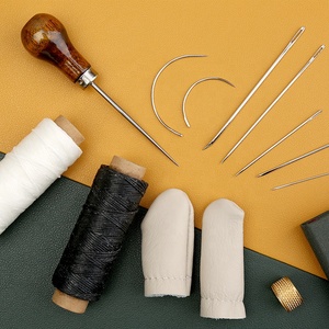 M034 Agujas de tapicería Diy Juego de costura de <span class=keywords><strong>hilo</strong></span> encerado Cunas para dedos <span class=keywords><strong>Dedal</strong></span> Juego de herramientas de costura de cuero para reparación de costura - Product Image 3