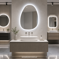 Miroir de salle de bain LED Joystar 50*70CM 12W avec rétroéclairage dimmable, sans cadre, forme irrégulière, prix usine