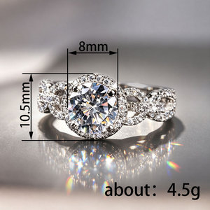 Anello di Fidanzamento con Zirconi a Quattro Punte e Fascia a Catena, Gioiello di Lusso per Proposta di Matrimonio - Product Image 4