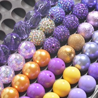 Perles violettes de 20 mm, couleur champagne, 50 pièces/sac, perles acryliques de couleurs mélangées, grandes perles, perles en vrac pour bricolage