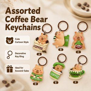 Porte-clés en résine Capybara, ensemble de breloques de sac animaux de dessin animé, accessoire cadeau léger, logo personnalisable - Product Image 4