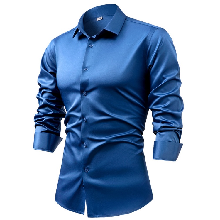 Men's Silk Satin Long-sleeved Dress Shirt Business Casual Button-down Shirt|  Alibaba.com