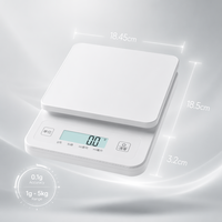 Balance de cuisine numérique haute précision ultra-mince, pesée électronique des aliments pour la cuisson et la pâtisserie, design minimaliste blanc en verre trempé, unités en grammes