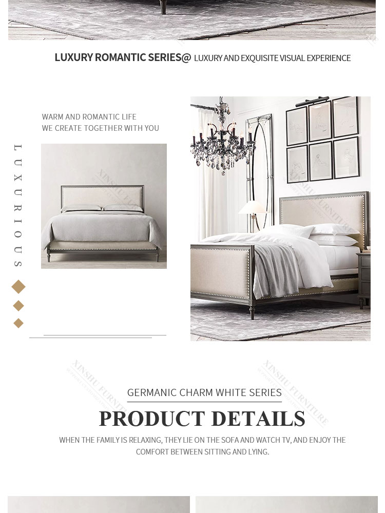 american country top quality long lasting luxury nordic double king bed french retro 1.98m custom  bedroom solid wood bed
