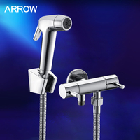 ARROW Pulvérisateur de bidet mural moderne gris à double mode de pulvérisation en nickel brossé chromé ABS en acier inoxydable Installation facile