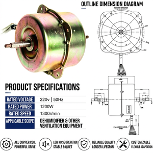 Moteur asynchrone triphasé AC 220V 50Hz 1200W 1300 tr/min pour équipement de ventilation industrielle et déshumidificateur - Product Image 4