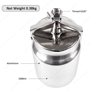 Réservoir de peinture professionnel en aluminium de 1L (1000ml) <span class=keywords><strong>avec</strong></span> filetage G3/8, alimentation par aspiration, pour <span class=keywords><strong>pistolet</strong></span> à air comprimé - Product Image 2