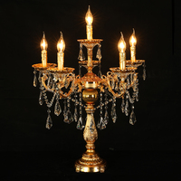 Lampe de table en cristal français avec éléments en verre K9, lampe de chevet et base en métal pour chambre à coucher, salon, éclairage de table