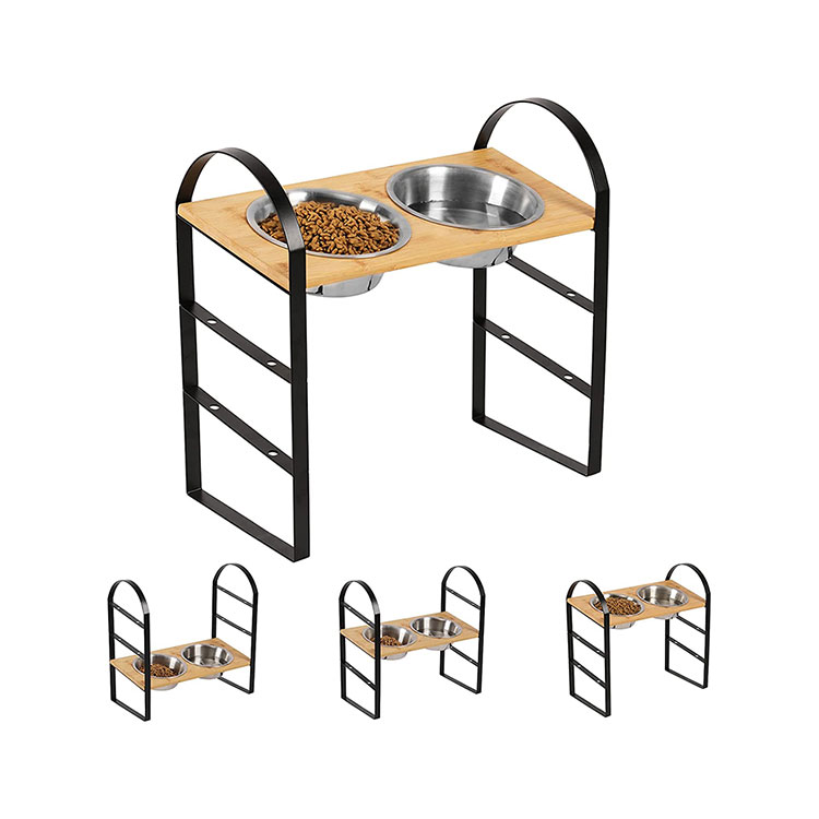 Isunpro, поднятая кормушка для домашних животных из нержавеющей стали, миска для собак, щенков, двойная подставка, регулируемая миска для домашних животных, кормушки
