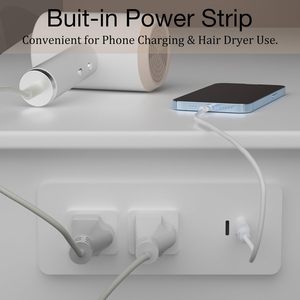 Lớn LED Vanity bàn thiết lập với ổ cắm điện pháp trang điểm bảng thiết lập với tri-gấp gương và đệm phân cho cô gái - Product Image 3