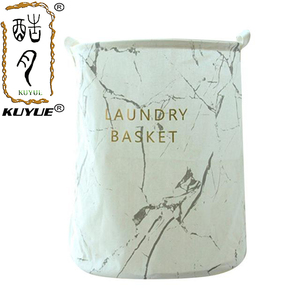 KUYUE Cotton Storage Bag Laundry Bag <strong>Jute</strong> Bag Marble Foldable Storage <strong>Baskets</strong> Print Grey Manual Big Capacity Hemp White Black - Product Image 3