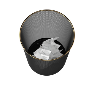 Giỏ Rác Lưới Kim Loại Màu Đen Thùng Rác Với Viền Vàng Cho Văn Phòng Gia Đình Phòng Ngủ - Product Image 6