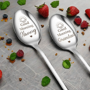 Cuillères en acier inoxydable gravées « Bonne Matinée » avec motif cœur – Cadeaux <span class=keywords><strong>pour</strong></span> grands-parents et nounous, idéales <span class=keywords><strong>pour</strong></span> les cadeaux de Saint-Valentin - Product Image 2