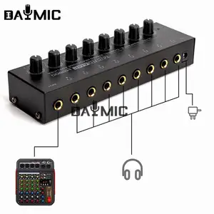 Headphone Amplifier 8 Channels Metal Stereo Audio Amplifier Mini Earphone Splitter