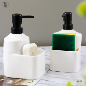 Distributeur de savon en céramique personnalisable, blanc, rechargeable, pour lavabo de salle de bain, sans électricité - Product Image 5