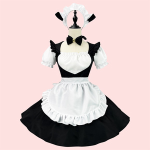 Lolita Maid Costume Black White Polyester Dress Anime Cosplay Outfit - Product Image 1
