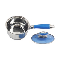 Pegangan silikon biru, peralatan masak Stainless Steel 12 buah