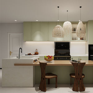 Gabinete de pared de cocina, Isla de madera contrachapada para Villa, muebles para el hogar, comedor, diseños libres en blanco, juego de gabinete de Isla de cocina de lujo - Product Image 6