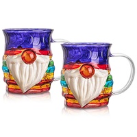 Tasse à café en verre 3D artistique avec poignée, motif Père Noël peint à la main, idéale pour la vente en gros et comme cadeau