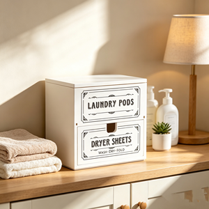 <strong>Wood</strong> Lightweight Dryer Sheet Holder Hinged Lid Farmhouse Rustic Container <strong>Box</strong> <strong>Laundry</strong> Room Decor Organization Fabric Pods - Product Image 1