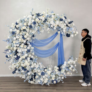 Arco de Flores Artificiales de Seda Azul de Alta Calidad con Tacto Real en Forma de Luna para Decoraciones de Bodas y Día de la Madre - Product Image 3