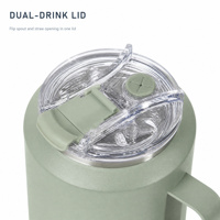 Gobelet isotherme personnalisé avec logo, 50 oz, avec poignée et double couvercle, tasse à vide en acier inoxydable 18/8, OEM