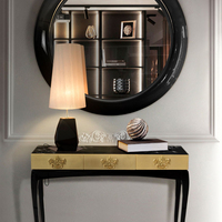 Meubles de bureau à domicile de luxe, entrée, couloir, lignes élégantes, détails en bois et artisanat haut de gamme, table console