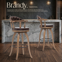 Tabouret de bar en cuir capitonné vintage traditionnel, avec structure en bois massif, siège pivotant, design antique, pour bar à domicile, salle à manger, ottoman, Turquie