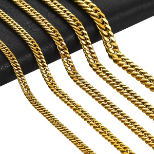 Collar Básico de Acero Inoxidable para Hombre, Cadena Cubana Miami de Eslabones Gruesos para Hombre y Mujer, Chapado en Oro, Gargantilla Punk, Joyería Metálica - Product Image 1