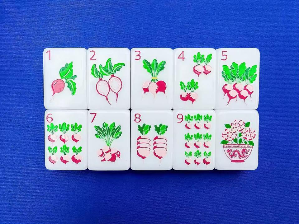 Modern Floral Pattern Table Modern Aesthetic Acrylic Mahjong Tiles Set Hand Painted Flower ...