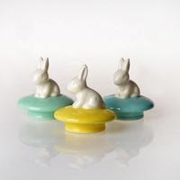 Bocaux en verre de cuisine bocal de stockage des aliments en verre avec couvercle en céramique de lapin