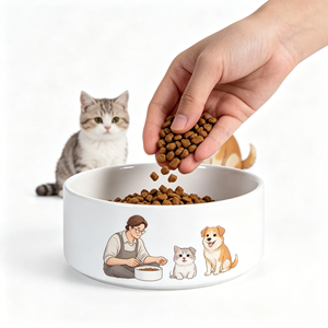 <span class=keywords><strong>Bol</strong></span> en céramique <span class=keywords><strong>personnalisé</strong></span> avec nom imprimé, 600 ml, blanc vierge, pour texte et logo DIY, gamelle pour nourriture et eau pour chaton, cadeau, vente en gros - Product Image 1