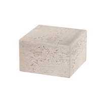 Table basse en travertin blanc naturel SH STONE, design moderne et contemporain, cube, meuble de salon, marbre