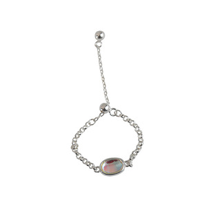 <b>Moonstone</b> Pull-Out <b>Ring</b> For Women Oval Chain Crystal <b>Ring</b> Minimalist Design Everyday Wear Geometric Shape Bezel Setting - Product Image 5