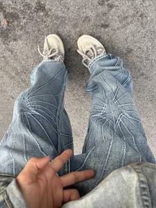 Pantalones Vaqueros de Mezclilla de Alta Calidad Estilo Y2K con Remaches, Corte <span class=keywords><strong>Recto</strong></span>, Estilo Punk, Botones, Elásticos, Impermeables, Negros, para <span class=keywords><strong>Hombre</strong></span>, ODM - Product Image 4