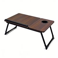 Table de lit réglable pour ordinateur portable - Pliable et portable avec plateau inclinable et porte-gobelet pour lit, canapé, maison, bureau