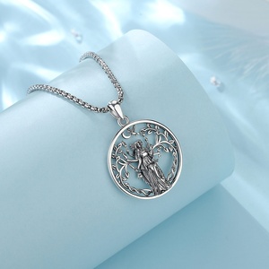 Bijoux de mariage vintage, argent sterling 925, amulette de protection HECATE, pendentif triple lune déesse, collier pour homme et femme, cadeau - Product Image 4