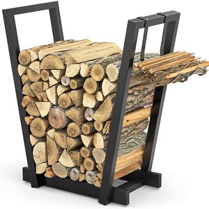 20-Inch Indoor Fireplace Firewood Rack <strong>Log</strong> Holder with Kindling Holder Metal Storage <strong>Stand</strong> - Product Image 1